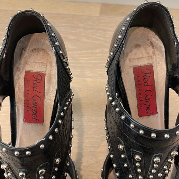 Red Carpet Collection, Black Leather, Studded. Size 36 - Picture 4 of 9